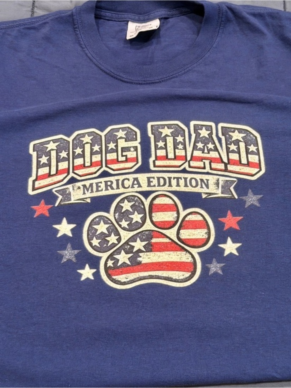Comfort Colors Blue 'Dog Dad Merica Edition' Graphic Tee 100% Cotton New M